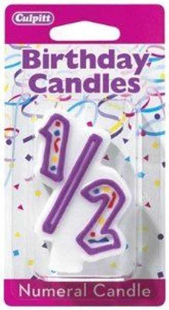 Numeral One Half 1/2 Birthday Party Candle