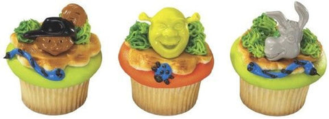 9 Shrek, Donkey & Puss In Boots Cupcake Rings