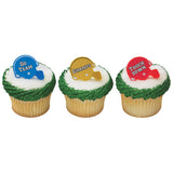 24 Football Helmet Cupcake Toppers Rings