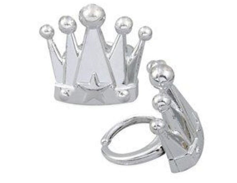 12 Silver Crown Cupcake Rings