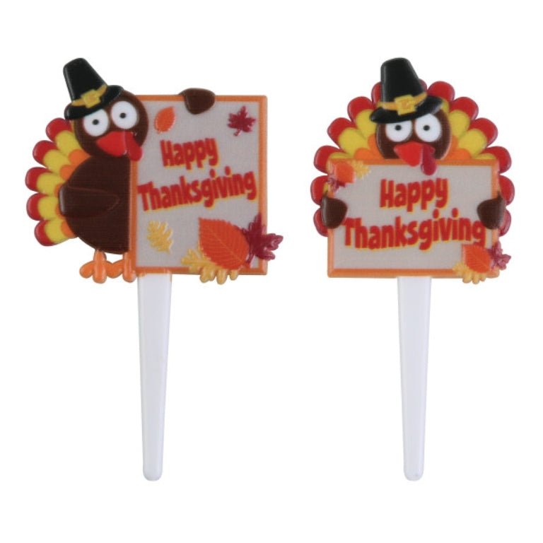 24 Happy Thanksgiving Turkey Cupcake Picks