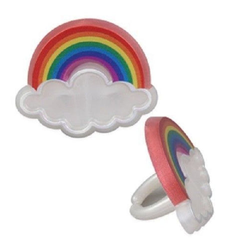 12 Shiny Rainbow Cupcake Topper Rings