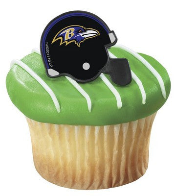 24 NFL Baltimore Ravens Football Helmet Cupcake Topper Rings