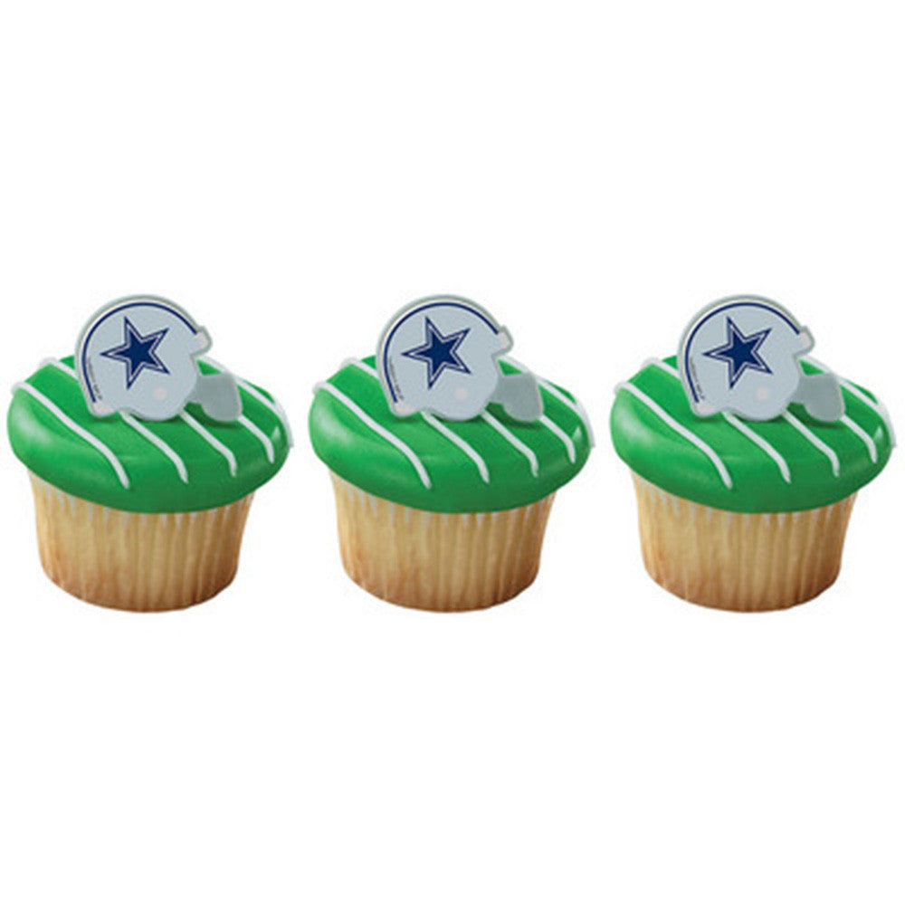 12  NFL Dallas Cowboys Football Helmet Cupcake Rings