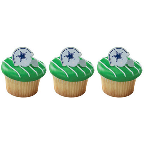 12  NFL Dallas Cowboys Football Helmet Cupcake Rings