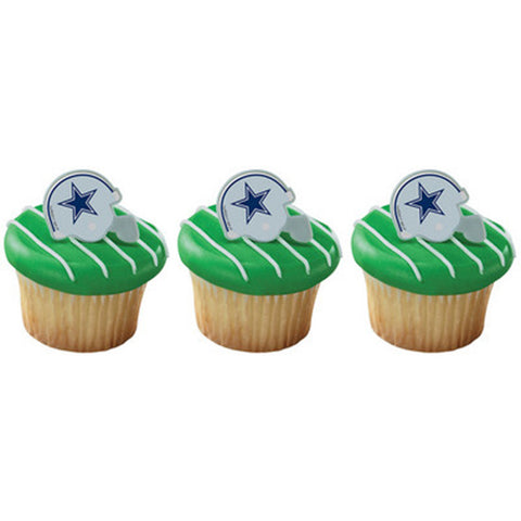 24 NFL Dallas Cowboys Football Helmet Cupcake Topper Rings
