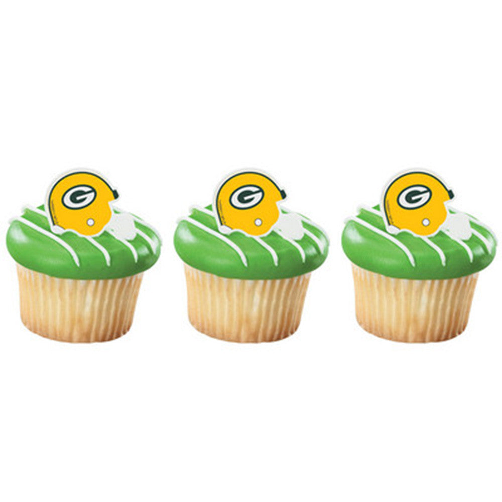 12 NFL Green Bay Packers Football Helmet Cupcake Rings