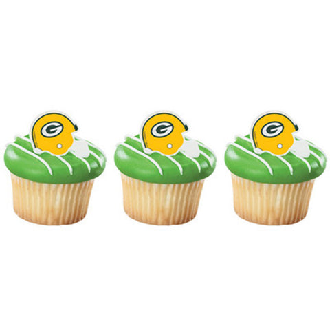 12 NFL Green Bay Packers Football Helmet Cupcake Rings