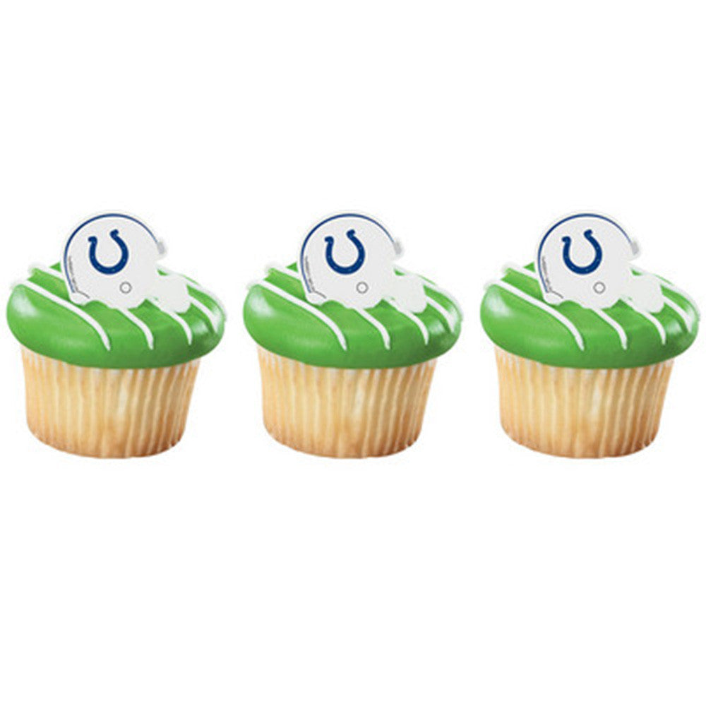 24 NFL Indianapolis Colts Football Helmet Cupcake Topper Rings