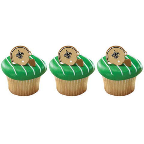 12 NFL New Orleans Saints Football Helmet Cupcake Topper Rings