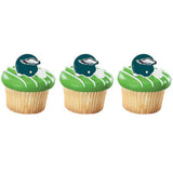 24 NFL Seattle Seahawks Football Helmet Cupcake Topper Rings
