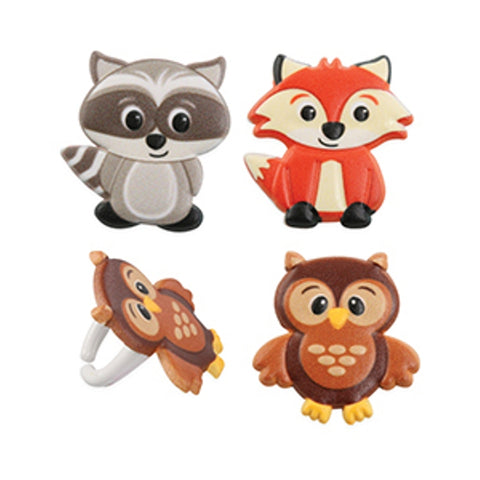 12 Woodland Buddies & Friends Cupcake Topper Rings