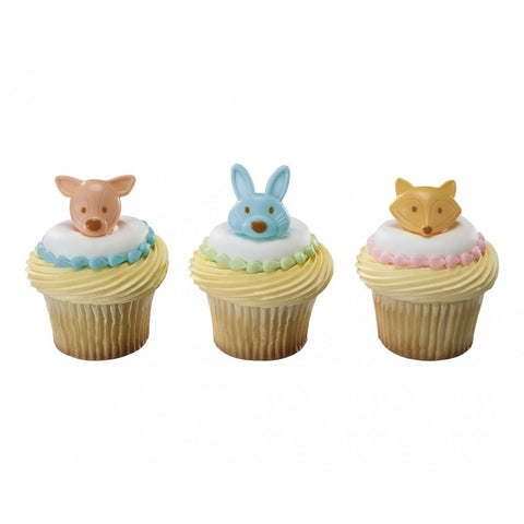 12 Woodland Buddies Cupcake Topper Rings