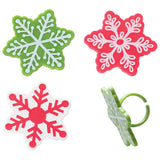 24 Nordic Snowflake Cupcake Topper Rings