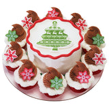24 Nordic Snowflake Cupcake Topper Rings