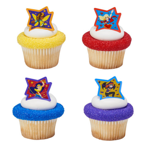 24 DC Super Hero Girls™ Just Be Awesome! Cupcake Topper Rings