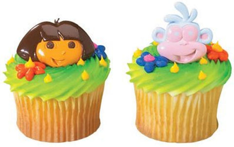 12 Dora & Boots Cupcake Rings