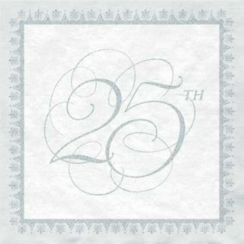 Wedding Elegance 25th Anniversary Party Beverage Napkins