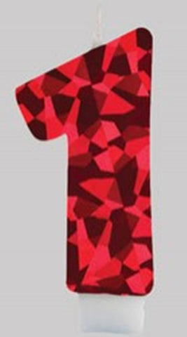 Numeral 1  Red Laser Candle