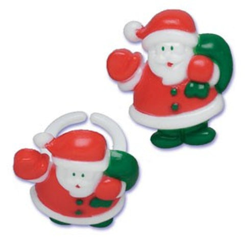 12 Santa Puffy  Cupcake Topper Rings