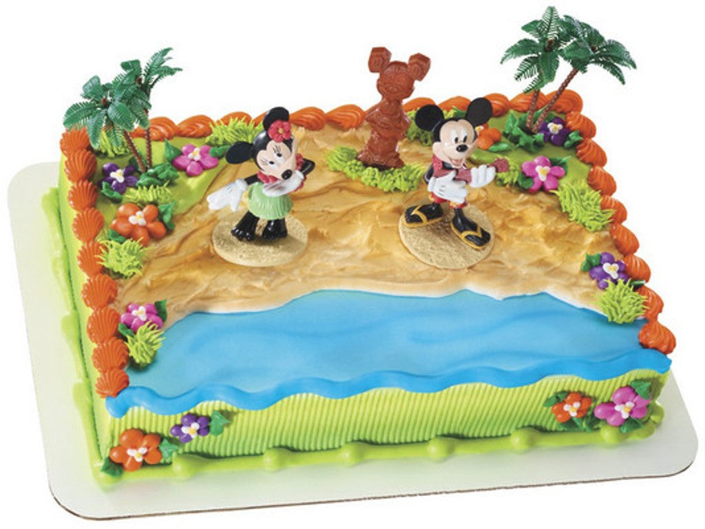 Mickey and Minnie Mouse Luau Party Cake Topper Set