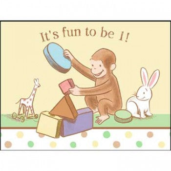 Curious George Cute and Curious Baby 1st Birthday Party Invitations