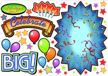 Celebration Large Moveable Decorations Wall Stickers 17" x 24"