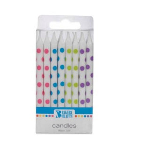 Dotted White Skinny Candles