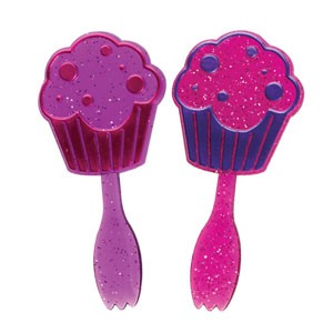 24 Glitter Cupcake Spoon Picks