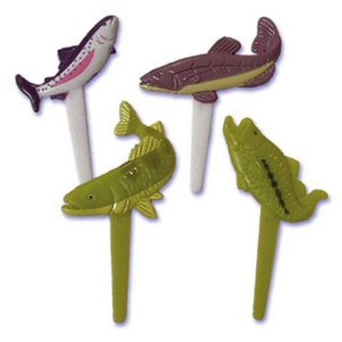 12 Puffy Fish Cupcake Picks