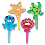 24 Under the Sea (Ocean) Friends Puffy Jewel Cupcake Picks