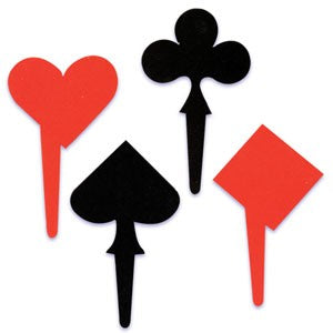 12-Count Package of Playing Card Symbol Cupcake Flexi Picks