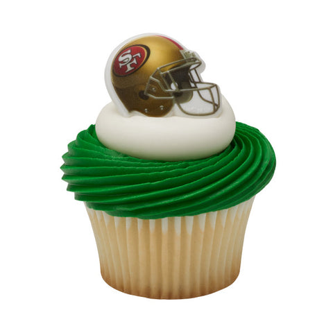 24 NFL San Francisco 49ers Football Helmet Cupcake Topper Rings