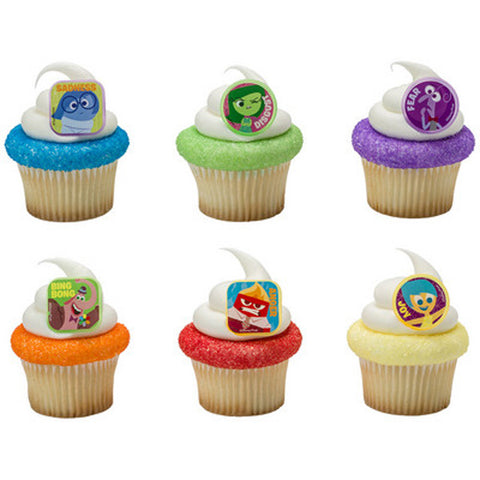 24 Inside Out Riley's Emotions Cupcake Topper Rings