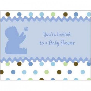 Tickled Blue Baby Shower Invitations