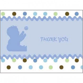 Tickled Blue Baby Shower Thank You Notes