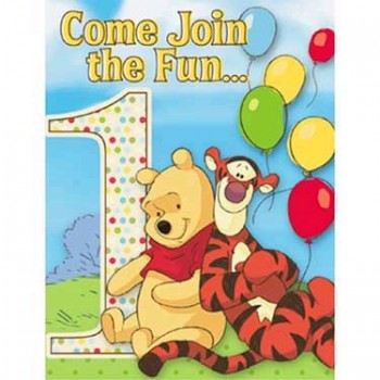 Pooh and Pals 1st Birthday Invitations