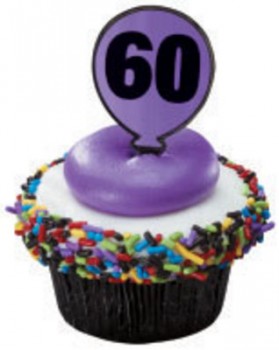 24 Sixtieth (60th) Milestone Balloon Cupcake Topper Picks