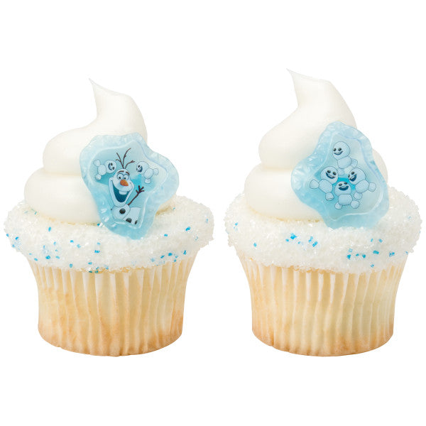24 Disney Frozen Fever Blizzard Buddy Olaf Cupcake Topper Rings