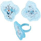 24 Disney Frozen Fever Blizzard Buddy Olaf Cupcake Topper Rings