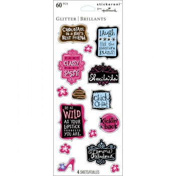 Female Philosophy Fun Glitter Stickeroni Party Stickers
