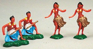 Hawaiian Hula Dancers Cake Toppers - Set of 4