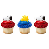 Peanuts Snoopy and Woodstock Cupcake Topper Rings - Set of 5