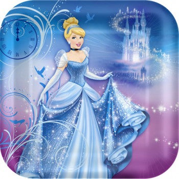 Disney Princess Cinderella Sparkle Square Dinner Plates Party Supplies