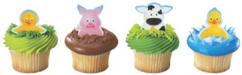 12 Barnyard Farm Animal Finger Puppets Poly Flexi Cupcake Toppers