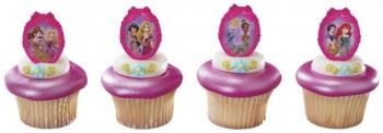 12 Disney Princess Glitter Ribbon Frame Cupcake Rings