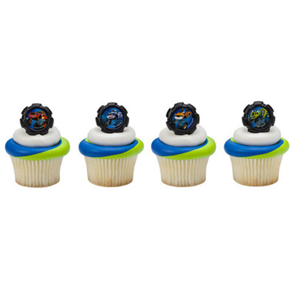 24 Blaze Wheels Cupcake Rings Cake Decor Toppers