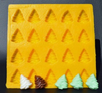 Pine Christmas Tree Yellow Soft Candy Rubber Flexible Mold
