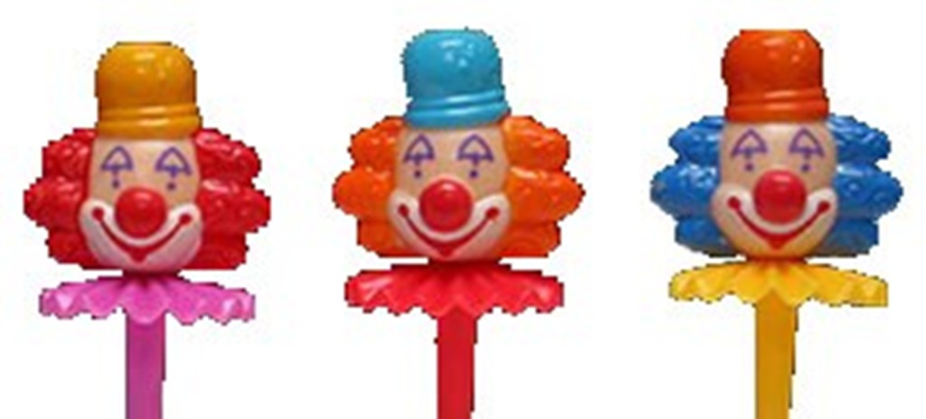 3 Clown Head Candleholder Cake and Cupcake Picks
