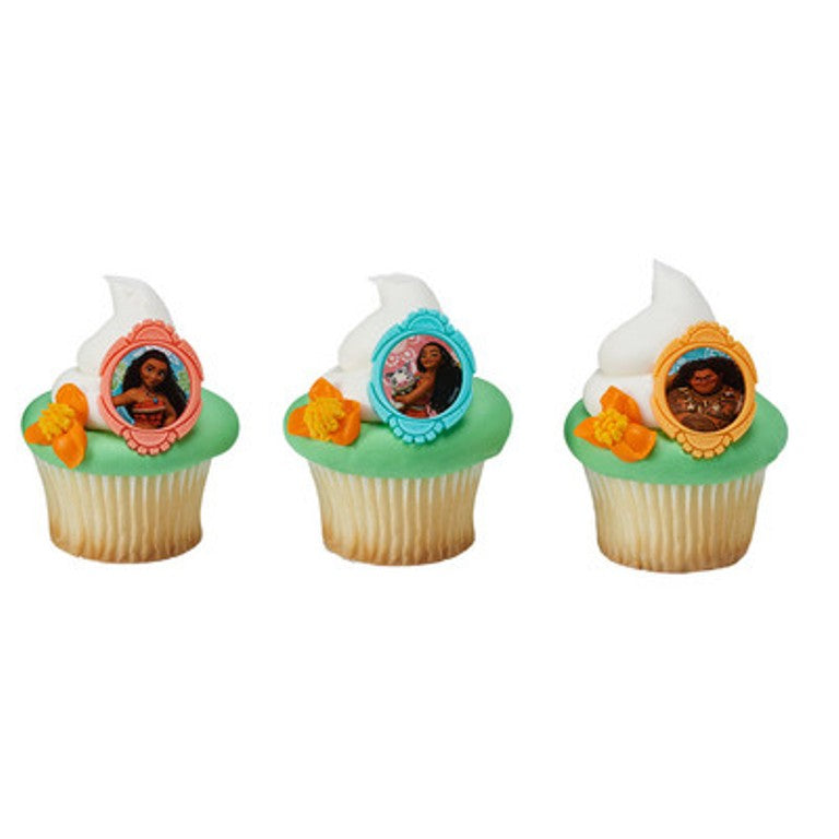 24 Moana Voyagers Cupcake Topper Rings